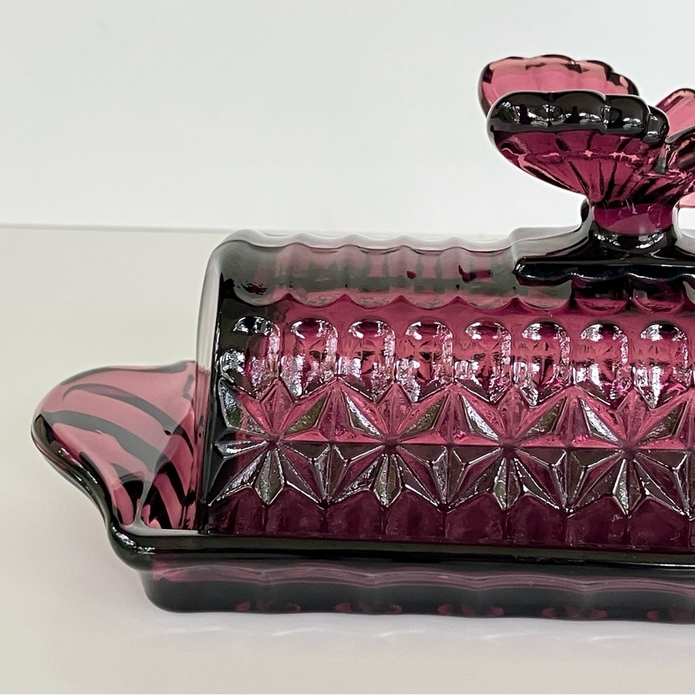 Circleware Plum Purple Amethyst Butterfly Butter Dish - Picture 3 of 16